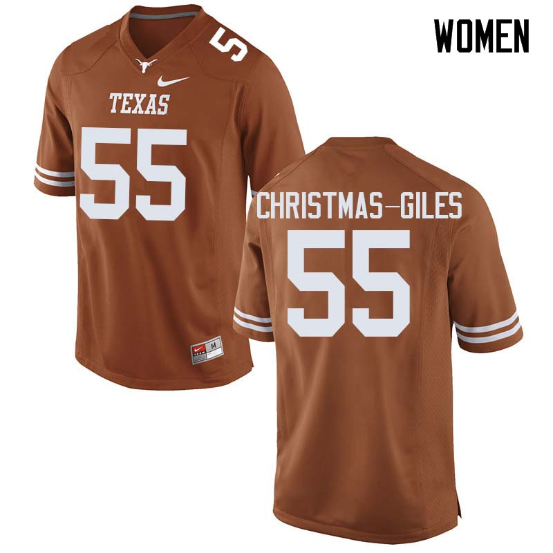Women #55 D'Andre Christmas-Giles Texas Longhorns College Football Jerseys Sale-Orange